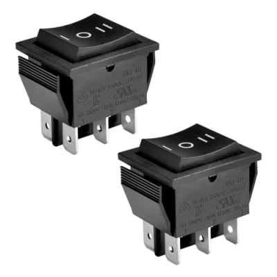 Immagine di Heschen Interruttore a bilanciere, ON OFF ON, DPDT, 6 terminali, 16A 250VAC, colore nero, 2 pezzi