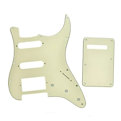 Immagine di Dopro Strat HSS Chitarra Pickguard ST Piastra Posteriore Tremolo Cover per USA/Messicano Fender Invecchiato Bianco 3 Ply