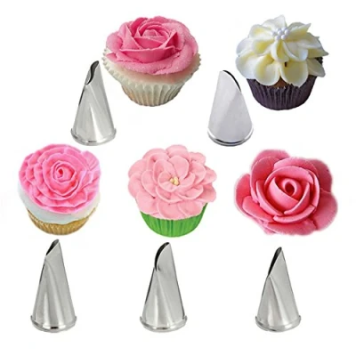 Immagine di 5 Pezzi Beccucci in Acciaio per Sac a Poche Bocchette Fiori Pasticceria Set Decorazione Torte, Cupcakes, Biscotti, Pasticcini #2