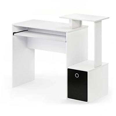 Immagine di Furinno Econ Scrivania Multiuso per Computer con ripiano, Legno, Bianco/Nero, 40.01 x 86.61 cm