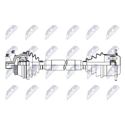Immagine di NTY NPW AU 093 Albero motore / Semiasse Assale anteriore Dx 623mm Cambio manuale AUDI: A4 B7 Avant, A6 C5 B5 Sedan