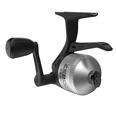 Immagine di Zebco Mulinello da pesca 33 Micro Triggerspin, Quickset anti inversione con avviso di morso, quadrante liscio regolabile, potenti ingranaggi interamente in metallo telaio leggero grafite, nero,