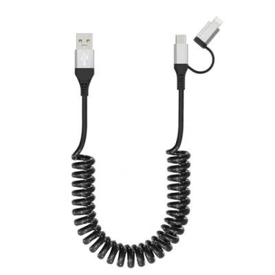 Immagine di cavo i Phone Spirale Compatibile con Apple Carplay e Android Auto [Certificato MFi] Caricabatterie retrattile sincronizzazione dati, di ricarica per corto 15 14 Galaxy