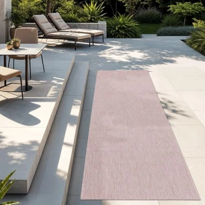 Immagine di TT Home Tappeto per Esterni Cucina Balcone Terrazza Design Moderno Monocolore, Colore: Rosa, Dimensione:80x150 cm