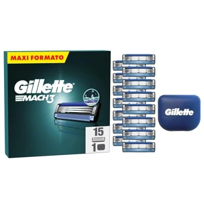 Immagine di Gillette Mach3 Base 15 Lametta Di Ricambio Per Rasoio Barba Gillette, Con Striscia Lubrificante Una Scorrevolezza Fluida E Rivestimento Della Lama Progettato Ridurre