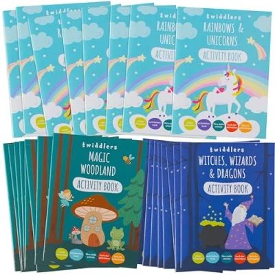 Immagine di THE TWIDDLERS 24 Libri attività Fantasy per Bambini Libro da Colorare sulle Creature Mitiche con Puzzle età 4 8 Anni