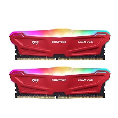 Immagine di 【RAM DDR4】Gigastone Rosso RGB Game PRO Desktop RAM 16GB (2x8GB) DDR4 3200MHz PC4 25600 CL16 1.35V 288 pin Unbuffered Non ECC UDIMM per PC Gaming Memory Module (SOLO Desktop)