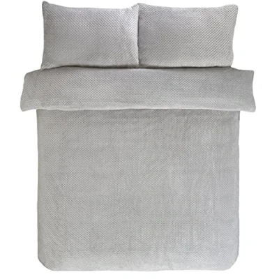 Immagine di Sleepdown Set di Biancheria federe, in Pile Argentato, Caldo e Accogliente, Reversibile, per Letto King Size (220 x 230 cm), Poliestere, Argento