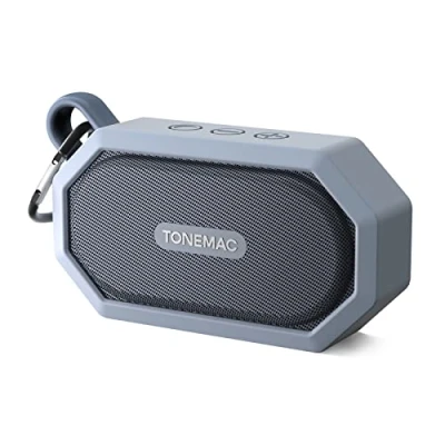 Immagine di TONEMAC Cassa Bluetooth Portatile,B1 Mini Potente con Moschettone,Altoparlante impermeabile IP67,Fino a 10H di Autonomia,AUX,per esterni,viaggi,Casa,Doccia,Grigio