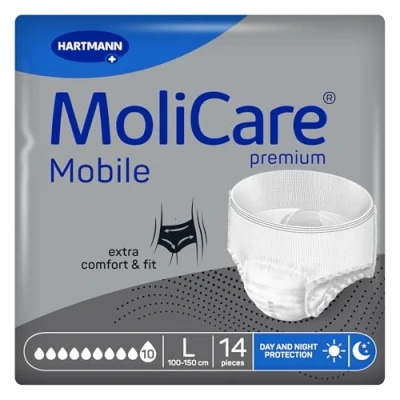 Immagine di MoliCare Premium Mobile 10 Gocce Taglia L, Mutandine Monouso Assorbenti per Donne e Uomini con Incontinenza Severa, Protezione contro le Perdite, Delicata sulla Pelle, 14 pz