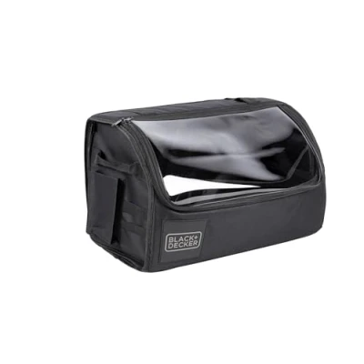 Immagine di BLACK+DECKER Organizer per bagagliaio Borsa con coperchio trasparente 2 tasche principali e multiple Superficie antiscivolo Poliestere Nero