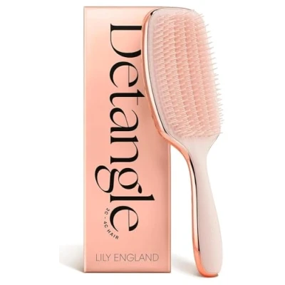 Immagine di Spazzola Capelli Ricci Lily England per Districare &amp; Modellare Districante Indolore Bagnati Asciutti con Setole Flessibili Ideale Donne 3c 4c, Oro Rosa