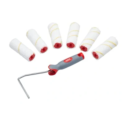 Immagine di ProDec Advance Mini rullo e telaio in microfibra a pelo corto da 10,2 cm, per una finitura liscia con emulsione, lucida, raso, vernice, macchie su pareti interne, soffitti, legno, metallo, cm