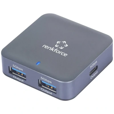 Immagine di Renkforce RF USBH 480 4 Porte Hub USB 3.0 A, C® Contenitore in alluminio Grigio