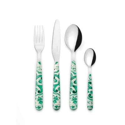 Immagine di Guzzini 28194569 Set Posate, Acciaio Inossidabile, Verde Smeraldo