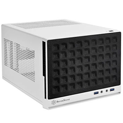 Immagine di SilverStone SST SG13WB Sugo Mini ITX Compact Computer Cube Case, pannello frontale con Mesh, nero bianco