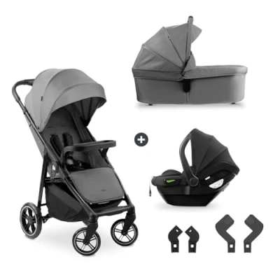 Immagine di hauck Passeggino 3 in 1 Shop N Care Trio Set Dalla Nascita Fino a 22 kg Carrozzina Per Neonati con Navicella e Ovetto Neonato Pieghevole, Reclinabile Portabibite Vassoio UVP 50+ Grigio