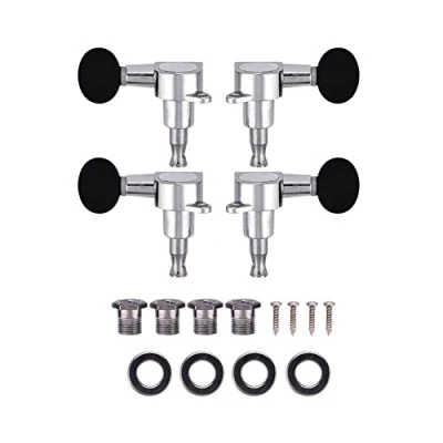 Immagine di Dilwe Tuning Pioli per Ukulele 2L2R Ingranaggio Chiusa Accordatori d&#039;Argento Testa di Macchina Nera in Lega Zinco