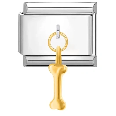 Immagine di Quiges Modulo Charm Link in stile italiano da 9 mm acciaio inox ciondolo osso per bracciali Italian Links