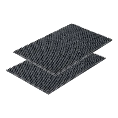 Immagine di Zerbino resistente alle intemperie Grigio Set di 2 40 x 60 cm antipolvere per esterni facile da pulire in plastica con setole alte