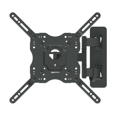 Immagine di Amazon Basics Supporto da parete per TV orientabile, inclinabile, o monitor piatti e curvi 66 140 cm, fino a 36 kg, VESA massimo 400 x mm, Nero