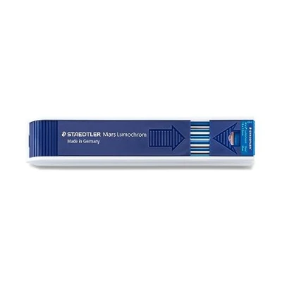 Immagine di Staedtler Mars Lumochrom Mine da 2 mm, Astuccio di 12 Blu per Portamine a Pinza Resistenti alla Rottura, Ideali su Carta Disegno e Trasparente, Cancelleria Scuola Università Ufficio
