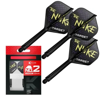 Immagine di Target Darts Luke Littler K Flex Flights And Shaft System, No.2 Medio (33mm) Confezione di 3 voli Kflex all in One, Accessori per Freccette Edizione Giocatori Volo n. 2