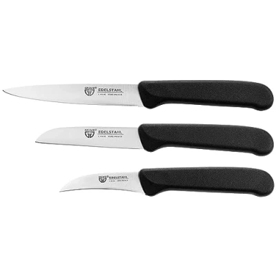 Immagine di GRÄWE set di coltelli, coltello da verdure, coltelli cucina, 3 pezzi, acciaio inossidabile, affilato super affilato, nero