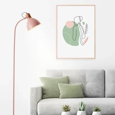 Immagine di Lightbox lampada da terra moderna rosa chiaro 150 x 25 35 cm lettura scandinava in gomma con testa girevole e interruttore E27, max. 40 W metallo/legno