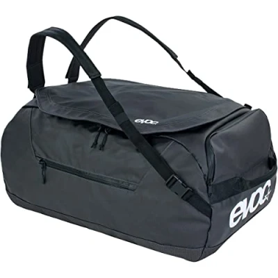 Immagine di EVOC DUFFLE BAG 60 borsa impermeabile per viaggi e attrezzature (tracolla staccabile, tasca esterna separata, uso universale, sistema BRACE LINK, senza PVC, impermeabile), grigio carbonio/nero