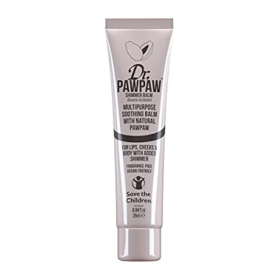 Immagine di Dr. Pawpaw Balsamo multiuso, senza profumo, per labbra, pelle, capelli, cuticole, unghie e finitura di bellezza, 25 ml (Shimmer, 1 confezione), Trasparente con brillantini, (Pack of 1)