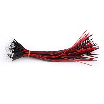 Immagine di 50Pezzi Diodo ad Emissione Luminosa LED Precablata DC 9 12V 3/5/10mm Diodi Trasparenti Luce Lampada Bulbo per Trasformazione Illuminazione di Circuiti Automobilistici Modellazione(Luce Rossa 5mm)