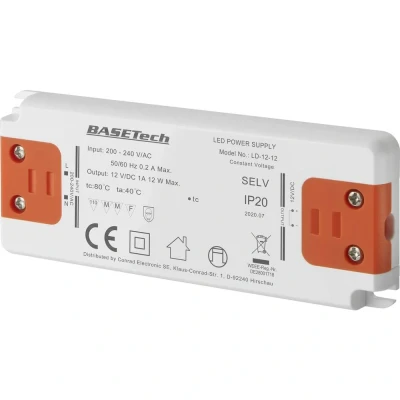 Immagine di Basetech LD 12 Trasformatore per LED Tensione costante W 1 A adatto mobili, Sovratensione, Montaggio su superfici infiammabili pz.