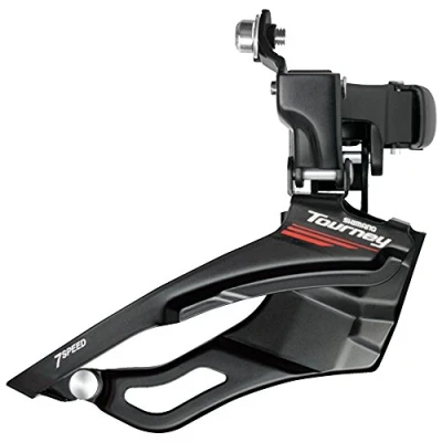 Immagine di Shimano Deragliatore anteriore Tourney FDA073 con morsetto superiore e trazione inferiore, nero, 7 8 velocità.