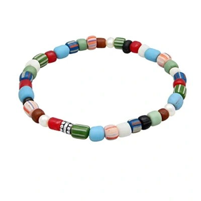 Immagine di Kuzzoi Buddha Bracciale da uomo elastico in perle d&#039;acqua dolce (5 mm) con elementi argento sterling 925 ossidato e perline vetro