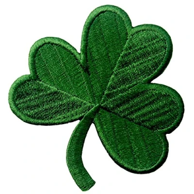 Immagine di Clover irlandese Verde scuro Lucky Shamrock Emblema Nazionale Termoadesiva Cucibile Ricamata Toppa