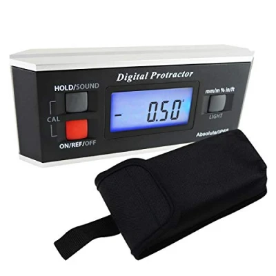 Immagine di Portatile digitale goniometro Angle Finder livello inclinometro magnetico 0 360 gradi per base LCD retroilluminazione magnete incorporato della V scanalatura in legno metallo