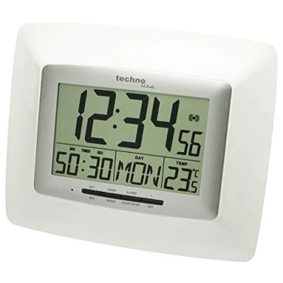 Immagine di TechnoLine WS 8100 Orologio Radio, Argento/Bianco, 23.5x2.7x19.5 cm