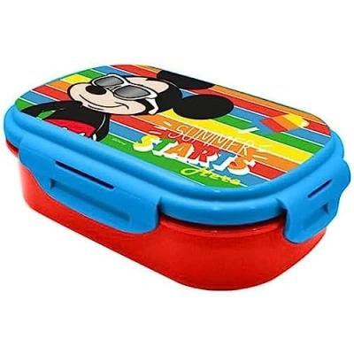 Immagine di Contenitore per il pranzo con posate di Topolino, in plastica priva BPA, lavabile lavastoviglie, bambini, rientro a scuola, dimensioni: 21 cm