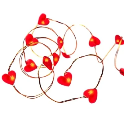 Immagine di Hellum 592887 Set catene luminose con cuori e stelle per uso interno, 6 pz, 30 lucine trasparenti, cavo trasparente, incl. Trasformatore