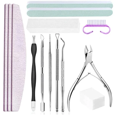 Immagine di Lime, Buffer, e Tronchesino professionali per unghie, Spingi Cuticole Raschietto, Spazzola, Set manicure pedicure, adatto casa salone