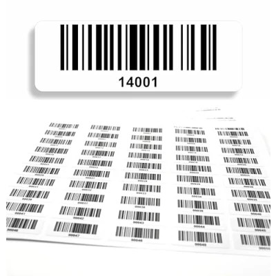 Immagine di etichette per codici a barre 14001 15000, 5 cifre, 1000 pezzi 50 x 17 mm, inventario prestampate, autoadesive, prodotto in Germania