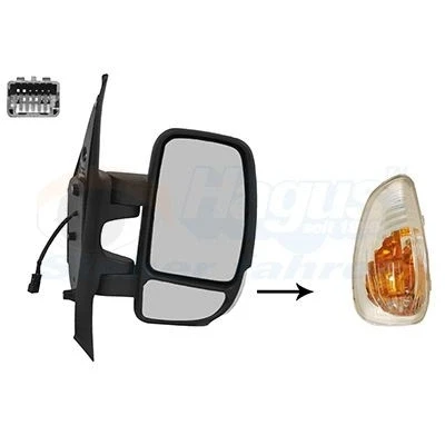 Immagine di specchio retrovisore esterno Van Wezel 3799808 Dx nero completo, convesso, termico, con sensore temperatura, a grandangolo, Brac