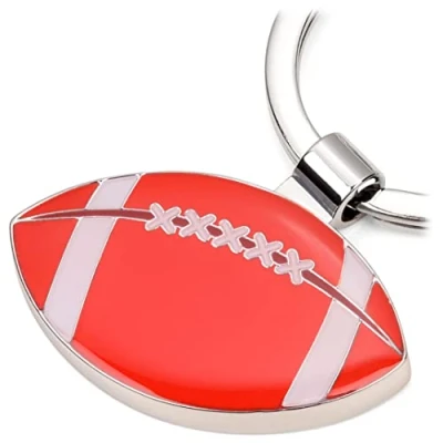 Immagine di Troika Portachiavi con ciondolo a forma di football in metallo, colore argento/rosso, KR22 10/CH, Colore: rosso, 7,7cm, moderno