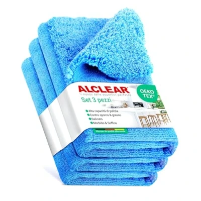 Immagine di ALCLEAR 820303K_3 Set di 3 Panni in Microfibra per cucine Lucide, Panno Cucina, da 40x40 cm, pulisce Senza Graffi e Striature