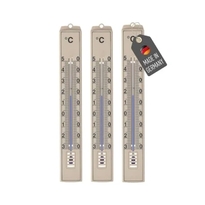 Immagine di Lantelme Set di 3 termometri esterni, resistenti alle intemperie, in plastica, 18 cm, colore beige, visualizzazione precisa della temperatura, analogica, da 30 a 50 C, termometro anche per casa