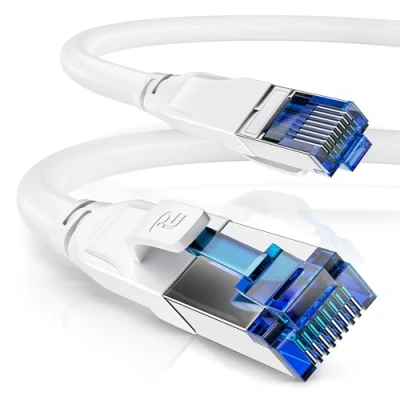 Immagine di CSL cavo di rete CAT 8.1 da 15 m, 40 Gbits, patch LAN, dati CAT8 ad alta velocità, velocità Gigabit Ethernet, 40000 Mbits, schermatura S/FTP PIMF, connettore RJ45