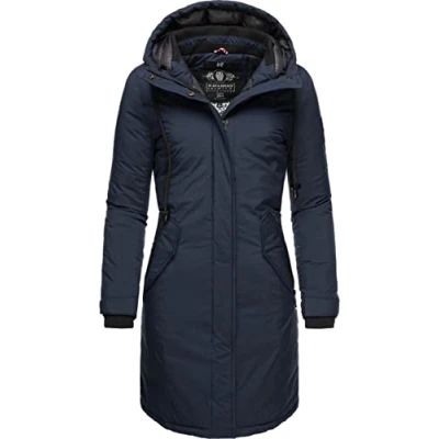 Immagine di Navahoo Cappotto invernale da donna con cappuccio “Letiziaa, XS 3XL, Blu, XXL
