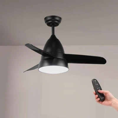 Immagine di M Ledme LM8806 Ventilatore da soffitto LED Silenzioso nero con luce 24 W e telecomando