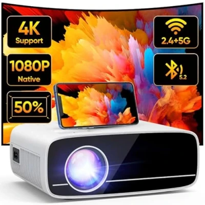 Immagine di Proiettore 4K Supporta, AKATUO 15000L Videoproiettore 1080P Nativo 5G WiFi Bluetooth con 50% Zoom, Mini Portatile Home Cinema per Phone/iOS/Android/TV Stick/HDMI/USB